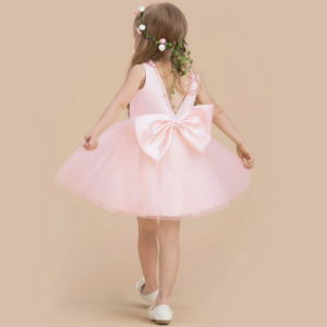 LZ Girls' Back V-neck Sleeveless Dress