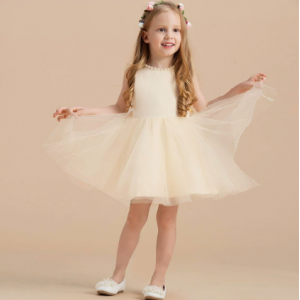 LZ Girls' Back V-neck Sleeveless Dress