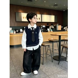 OT boys' European and American style small tie three piece set