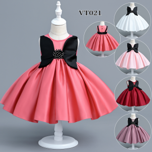 LZ fille noeud papillon robe sans manches vt021 *