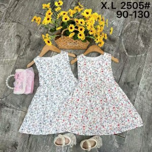 Vestido infantil vestido de algod&oacute;n vestido de Flores rotas vestido largo sin mangas de verano