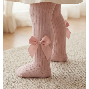 Primavera y oto&ntilde;o dulce y lindo beb&eacute; Lolita lazo pantorrillas pantalones de calcetines para ni&ntilde;os