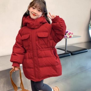 女童冬装棉服小女孩中长款棉衣外套冬季儿童棉袄
