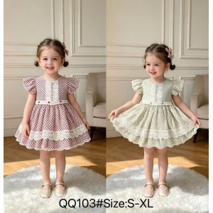 WG Girls Lovely Cotton skirt Short Sleeve dress qq103