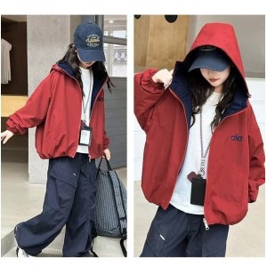 秋装女童外套儿童洋气时尚双面穿冲锋衣夹克春秋女孩上衣