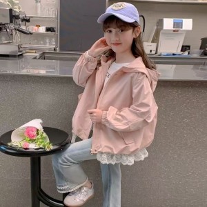 女童外套春装儿童工装夹克百搭款春秋季洋气冲锋衣
