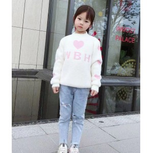 Girls' mink fur sweater thickened autumn and winter styles, medium to large children's thread clothing, children's sweater