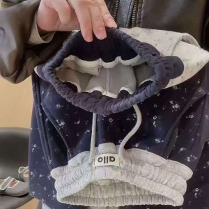 女童秋冬装加绒加厚碎花弯刀裤女中大童棉质儿童卫裤