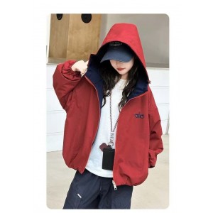 秋装女童外套儿童洋气时尚双面穿冲锋衣夹克春秋女孩上衣