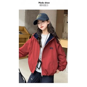 秋装女童外套儿童洋气时尚双面穿冲锋衣夹克春秋女孩上衣