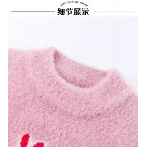 女童毛衣水貂绒冬季加厚简约款儿童针织衫中小童打底衫