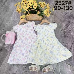Vestido infantil vestido de algod&oacute;n vestido de Flores rotas vestido largo sin mangas de verano