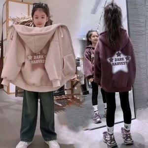 Abrigos de oto&ntilde;o e invierno para ni&ntilde;as m&aacute;s su&eacute;teres de moda para ni&ntilde;os de invierno engrosados sudaderas con capucha para ni&ntilde;os de mediana edad y grandes
