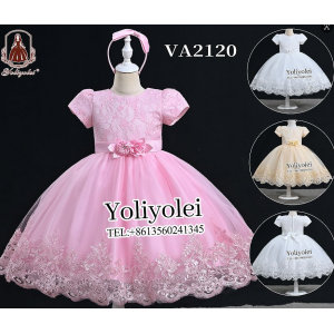 OT蕾丝网纱女童花童礼服裙带头箍VA2120#