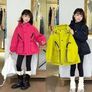 Pike clothing for spring and autumn, girls' autumn and winter jackets, girls' winter assault jackets, children's waist cinching jackets