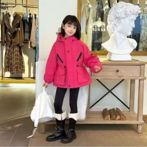 Pike clothing for spring and autumn, girls' autumn and winter jackets, girls' winter assault jackets, children's waist cinching jackets