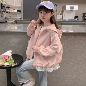 女童外套春装儿童工装夹克百搭款春秋季洋气冲锋衣