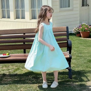 女童夏季连衣裙儿童夏装背心裙公主裙夏季纯色裙子