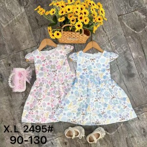 Vestido infantil vestido de algod&oacute;n vestido de Flores rotas vestido largo sin mangas de verano