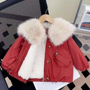 Girls Winter pie Overcoming v&ecirc;tements d'hiver pour enfants manteau &eacute;paissi en daim et duvet pour b&eacute;b&eacute;