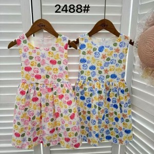 Vestido infantil vestido de algod&oacute;n vestido de Flores rotas vestido largo sin mangas de verano