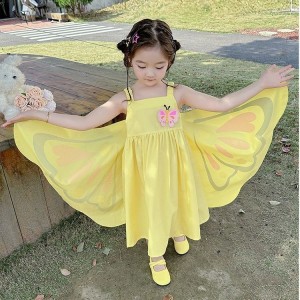 Vestido de mariposa falda de tirantes para ni&ntilde;as princesa vestido de verano beb&eacute; s&uacute;per lindo vestido para ni&ntilde;os