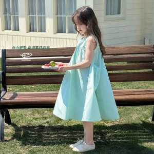女童夏季连衣裙儿童夏装背心裙公主裙夏季纯色裙子