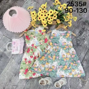 Vestido infantil vestido de algod&oacute;n vestido de Flores rotas vestido largo sin mangas de verano