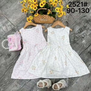 Vestido infantil vestido de algod&oacute;n vestido de Flores rotas vestido largo sin mangas de verano