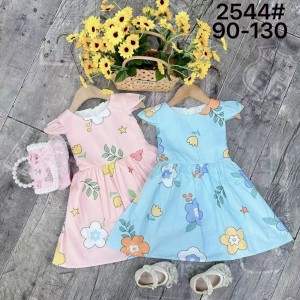 Vestido infantil vestido de algod&oacute;n vestido de Flores rotas vestido largo sin mangas de verano