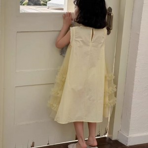 Filles robe d'&eacute;t&eacute; enfants maille patchwork gilet jupe petite fille coton princesse jupe