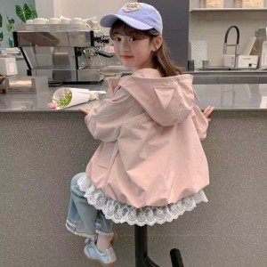 女童外套春装儿童工装夹克百搭款春秋季洋气冲锋衣