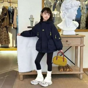 Pike clothing for spring and autumn, girls' autumn and winter jackets, girls' winter assault jackets, children's waist cinching jackets