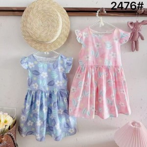Vestido infantil vestido de algod&oacute;n vestido de Flores rotas vestido largo sin mangas de verano