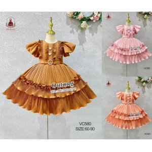 OT复古压褶荷叶边公主礼服裙VC580#