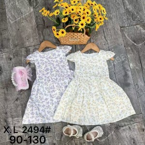Vestido infantil vestido de algod&oacute;n vestido de Flores rotas vestido largo sin mangas de verano