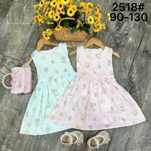 Vestido infantil vestido de algod&oacute;n vestido de Flores rotas vestido largo sin mangas de verano