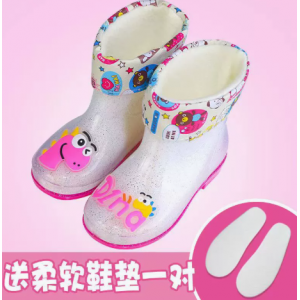 女童透明恐龙雨鞋防滑防水雨靴有加绒款