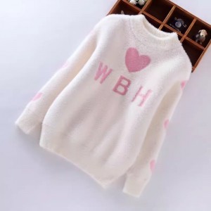 Girls' mink fur sweater thickened autumn and winter styles, medium to large children's thread clothing, children's sweater