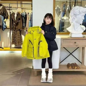 Pike clothing for spring and autumn, girls' autumn and winter jackets, girls' winter assault jackets, children's waist cinching jackets