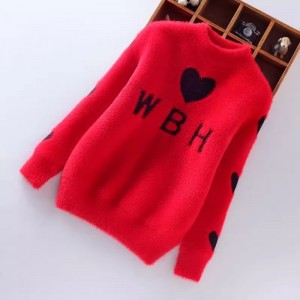 Girls' mink fur sweater thickened autumn and winter styles, medium to large children's thread clothing, children's sweater