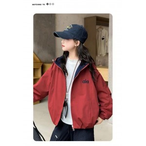 秋装女童外套儿童洋气时尚双面穿冲锋衣夹克春秋女孩上衣