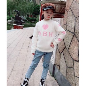 Girls' mink fur sweater thickened autumn and winter styles, medium to large children's thread clothing, children's sweater