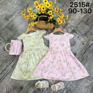 Vestido infantil vestido de algod&oacute;n vestido de Flores rotas vestido largo sin mangas de verano