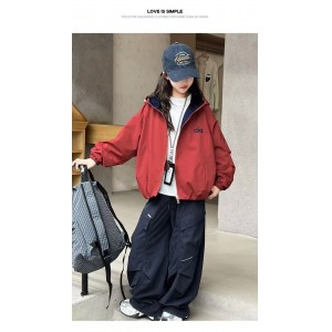 秋装女童外套儿童洋气时尚双面穿冲锋衣夹克春秋女孩上衣