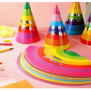 Радуга, серебряный конус, бумажные шляпы, костюмы для вечеринки.