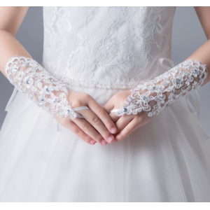Ni&ntilde;as con encaje con diamantes, guantes abiertos, accesorios para vestidos de ni&ntilde;os de flores