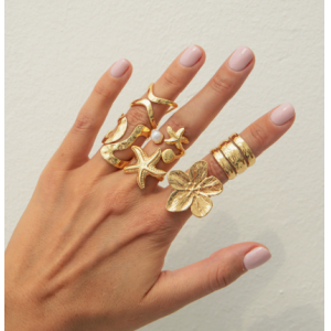 海洋风合金戒指套装海星太阳小众指环