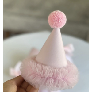 粉色蕾丝蝴蝶结派对生日帽
