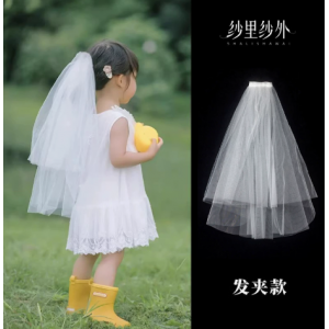 女童蝴蝶结头纱发夹公主头饰